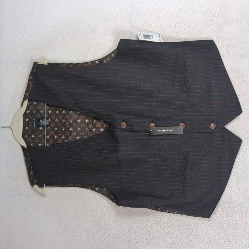 RBX Men's Charcoal‎ Gray Pinstripe Formal Suit Vest Size L